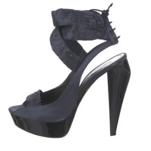 Burberry Black Satin Lace-Up Heels